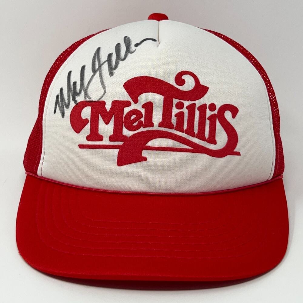 Vintage 90s Mel Tillis Signed Trucker Hat Baseball Cap Autographed Snapback Red